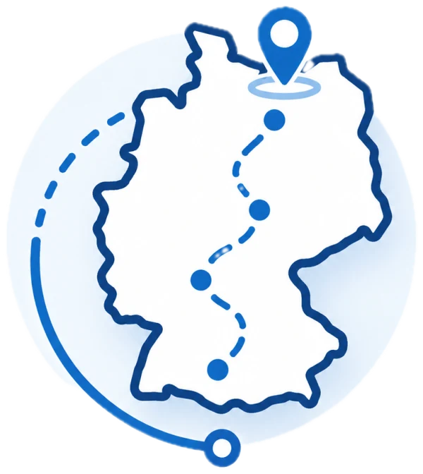Deutschlandkarte mit Lernroute