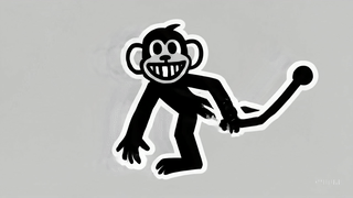 Datei:Dancing Monkey Silhouette simple compose 01jk6r544qf60bbwwbg5bnd7t4.gif