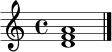 \relative c' { \clef treble \time 4/4 <d f a>1 \bar "|." }