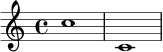 \new Staff { \clef treble c''1 c'1 }