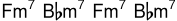 
\new ChordNames \chordmode {
  \time 4/4
  f1:m7 |
  bes1:m7 |
  f1:m7 |
  bes1:m7 |
}
