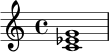 
\relative c' {
  \clef treble
  \time 4/4
  <c ees g>1
}
