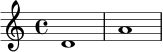 \new Staff { \clef treble d'1 a'1 }