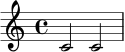 \relative c' { \time 4/4 c2 c2 }