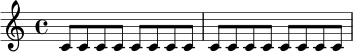 \drummode {
\time 4/4
bd8 hh sn hh bd hh sn hh |
bd8 hh sn hh bd bd sn hh |
}
