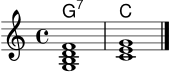 \version "2.22.0"
akkorde = \chordmode { g1:7 c }
\score {
<<
\new ChordNames \akkorde
\new Staff \relative c' {
\key c \major
\time 4/4
<g b d f>1
<c e g>1
\bar "|."
}
>>
\layout { }
\midi { \tempo 4 = 60 }
}