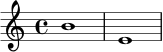 \new Staff { \clef treble b'1 e'1 }
