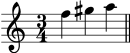 X:2
M:3/4
L:1/4
K:Am
f ^g a||