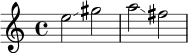 
\relative c'' {
  \time 4/4
  e2\glissando gis2 |
  a2\glissando fis2 |
}
