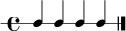
\new RhythmicStaff { \time 4/4 c4 c4 c4 c4 \bar "|." }
