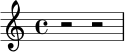 \relative c' { \time 4/4 r2 r2 }