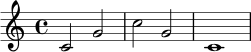 \new Staff { \clef treble c'2 g'2 c''2 g'2 c'1 }