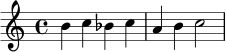 { b'4 c'' bes' c'' a' b' c''2 }