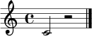 \relative c' { \set Staff.midiInstrument = "flute" \clef treble \time 4/4 c2 r2 \bar "|." }
