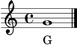 
\version "2.22.0"
\language "deutsch"
\score {
  <<
    \new Staff { \new Voice = "melodie" { \clef treble \time 4/4 g'1 \bar "|." } }
    \new Lyrics \lyricsto "melodie" { G }
  >>
  \layout { }
  \midi { \tempo 4 = 72 }
}
