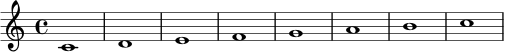 \relative c' { \key c \major c1 d e f g a b c }