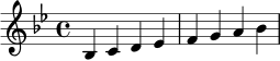 \relative c' { \key bes \major bes4 c d es f g a bes }
