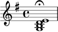 \relative c' {
\key g \major
\time 4/4
<g b d e>1\fermata
}