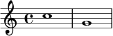 \new Staff { \clef treble c''1 g'1 }