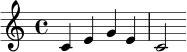 \new Staff { \clef treble c'4 e'4 g'4 e'4 c'2 }