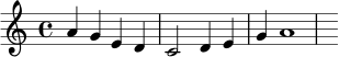 \new Staff { \clef treble a'4 g'4 e'4 d'4 c'2 d'4 e'4 g'4 a'1 }