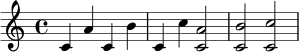 { c'4 a' c' b' c' c'' <c' a'>2 <c' b'>2 <c' c''>2 }