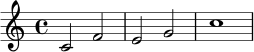 \new Staff { \clef treble c'2 f'2 e'2 g'2 c''1 }