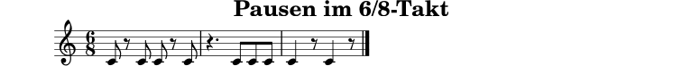 
X:8
T:Pausen im 6/8-Takt
M:6/8
L:1/8
K:C
C z C C z C | z3 C C C | C2 z C2 z |]
