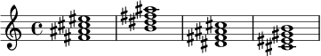 \version "2.24.0"
\chordmode {
fis1:maj7 | b1:maj7 | dis1:m7 | cis1:7
}