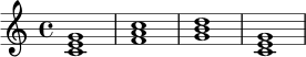 \chordmode {
c1
f1
g1
c1
}
