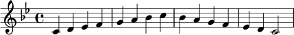 \relative c' {
\key c \dorian
\time 4/4
c4 d ees f | g a bes c | bes a g f | ees d c2
}