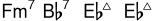 
\new ChordNames \chordmode {
  f1:m7 |
  bes1:7 |
  ees1:maj7 |
  ees1:maj7 |
}
