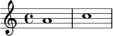 \new Staff { \clef treble a'1 c''1 }