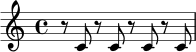 
\relative c' {
  \time 4/4
  r8 c8 r8 c8 r8 c8 r8 c8
}
