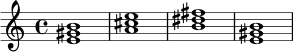 \version "2.24.0"
\chordmode {
e1
a1
b1
e1
}