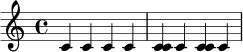 \version "2.24.0"
\drummode {
\time 4/4
bd4 bd bd bd |
<bd sn>4 bd <bd sn> bd |
}