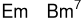 
\new ChordNames \chordmode {
  \time 12/8
  e1.:m | b1.:m7 |
}
