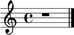 \relative c' {
\clef treble
\time 4/4
r1 \bar "|."
}