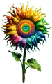 Rainbowcore Sunflower - Vincent van Gogh Style