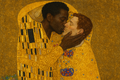 Rassistische Kunstgeschichte Interkultureller Kuss in Gold Klimt